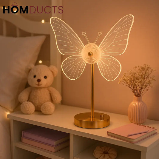 Butterfly Glow LED Table Lamp – Whimsical Gold Accent Light for Girls’ Rooms