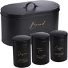 Luxury Matte Black Tea Coffee Sugar Bread Storage Canister Set – Modern Kitchen Organizer