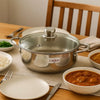 Caldero 22cm Stainless Steel Cooking Pot with Glass Lid – Family Dining Essential