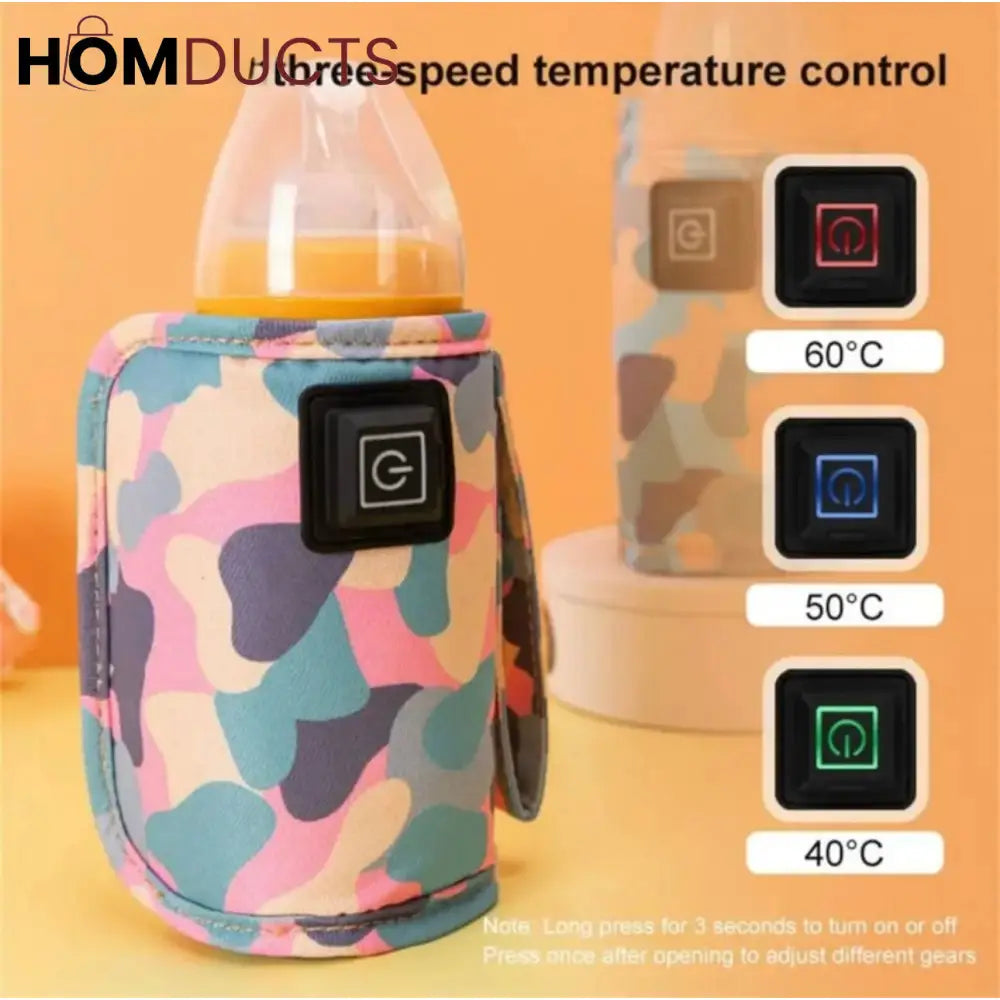 CamoGlow Portable USB Baby Bottle Warmer – Pastel Print