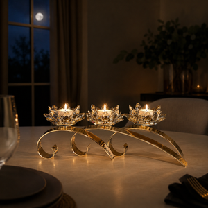 Luxury Decorative Candle Holder Set – 3-Piece Layered Lotus Set