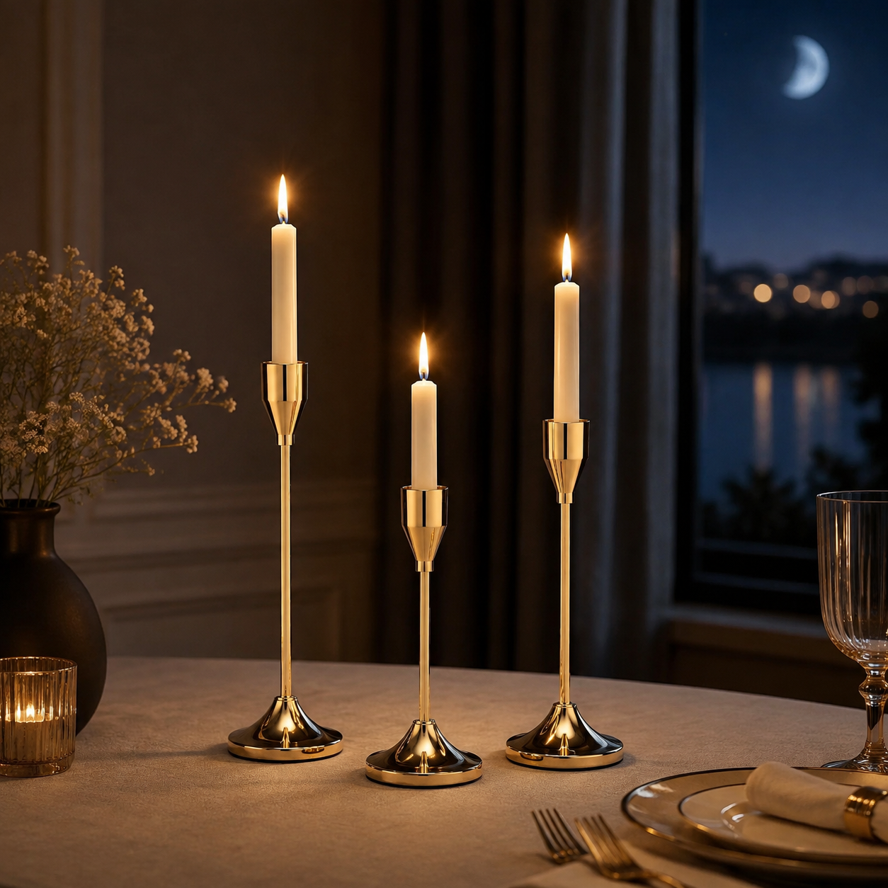 Luxury Decorative Candle Holder Set – 3-Piece Small Set 11-13