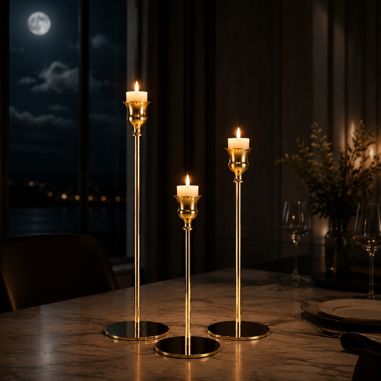 Luxury Decorative Candle Holder Set – 3-Piece Decorative Set A