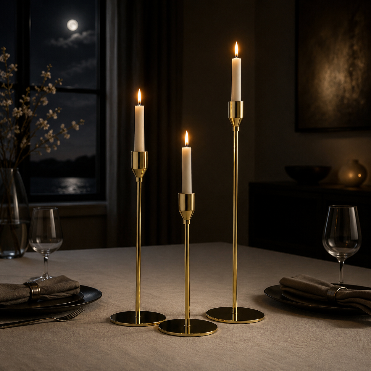 Luxury Decorative Candle Holder Set – 3-Piece Decorative Set C