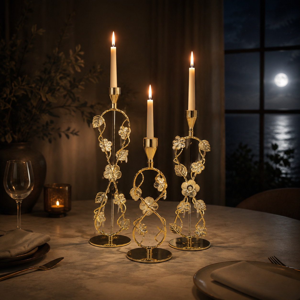 Luxury Decorative Candle Holder Set – 3-Piece Set 30-57