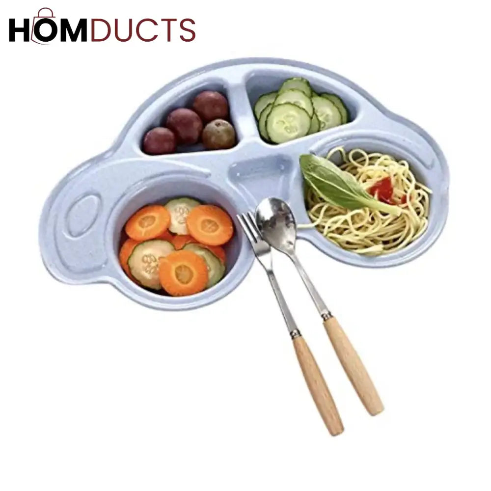 Car Shaped Kids’ Compartment Plate – Multi Section Food Tray for Toddlers & Kids
