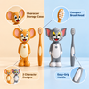 Corrected cartoon cat and mouse toothbrush set features