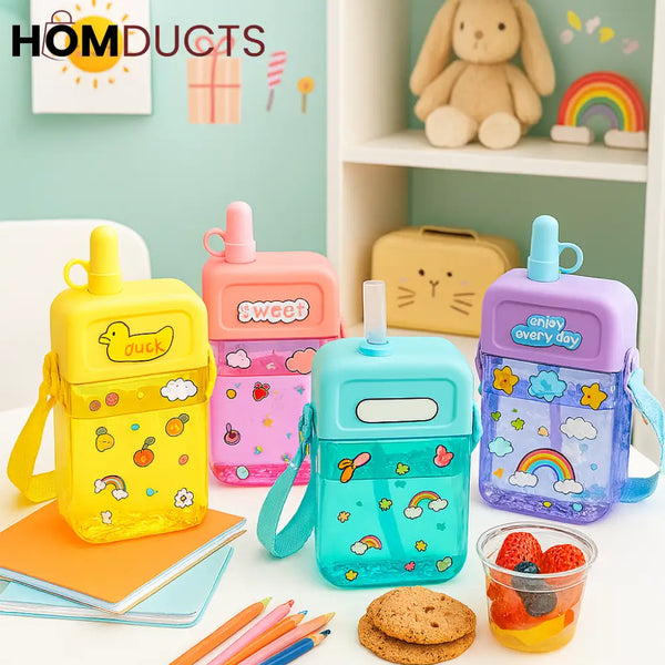 Cartoon Kids Water Bottle with Straw – Leakproof & BPA-Free (350ml)