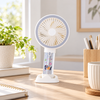 Cartoon transparent-handle rechargeable mini fan