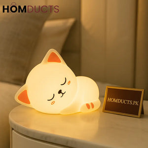 Cat Night Light – Soft Silicone Touch Lamp with 7-Color Modes