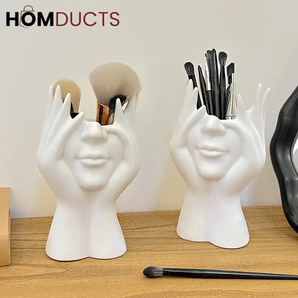 Ceramic Face Planter Vase – Modern Abstract Hand Sculpture Flower Pot for Home & Office Decor
