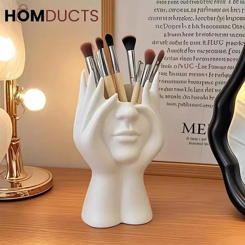 Ceramic Face Planter Vase – Modern Abstract Hand Sculpture Flower Pot for Home & Office Decor