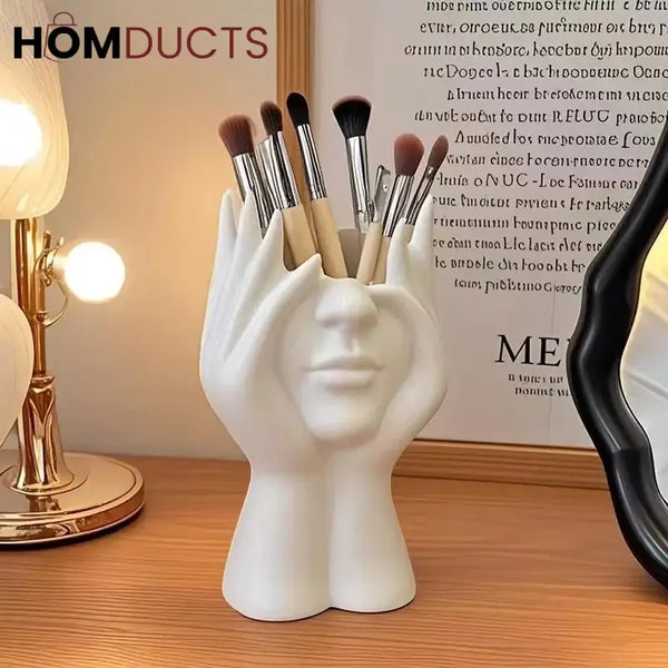Ceramic Face Planter Vase – Modern Abstract Hand Sculpture Flower Pot for Home & Office Decor