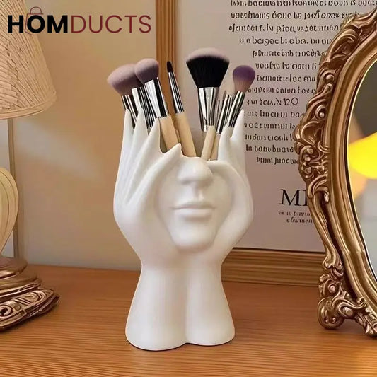 Ceramic Face Planter Vase – Modern Abstract Hand Sculpture Flower Pot for Home & Office Decor