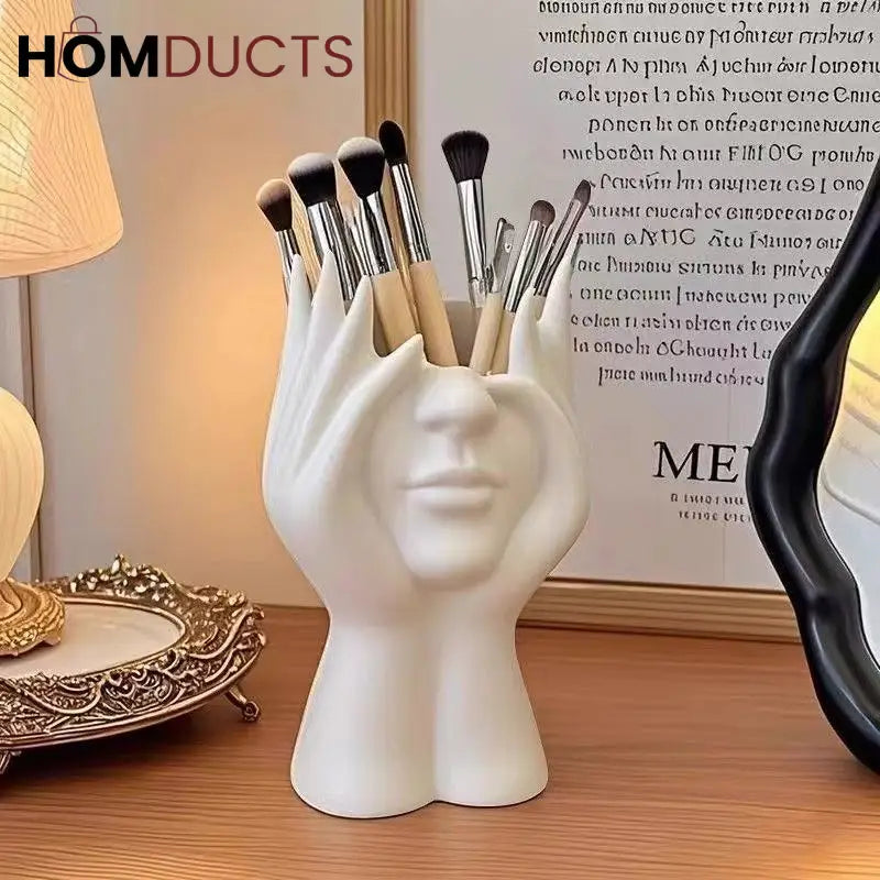 Ceramic Face Planter Vase – Modern Abstract Hand Sculpture Flower Pot for Home & Office Decor