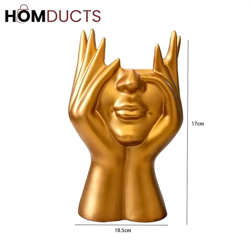 Ceramic Face Planter Vase – Modern Abstract Hand Sculpture Flower Pot for Home & Office Decor