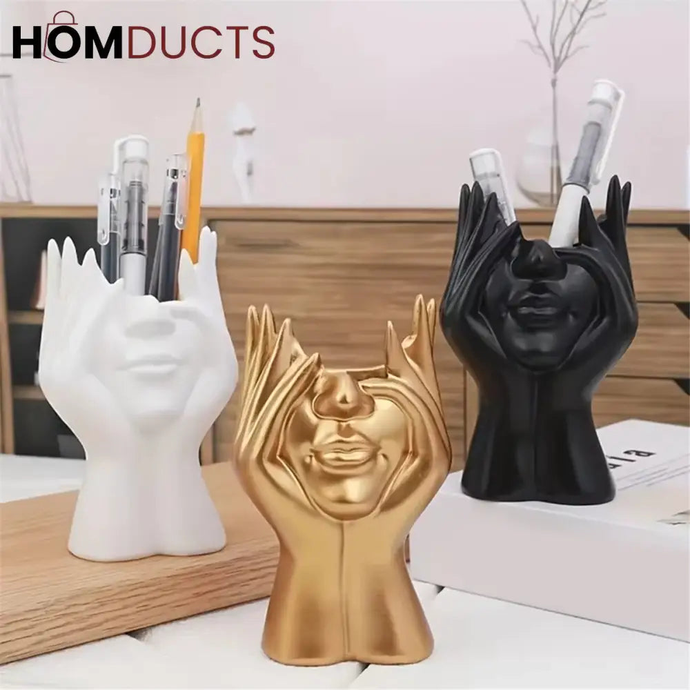 Ceramic Face Planter Vase – Modern Abstract Hand Sculpture Flower Pot for Home & Office Decor