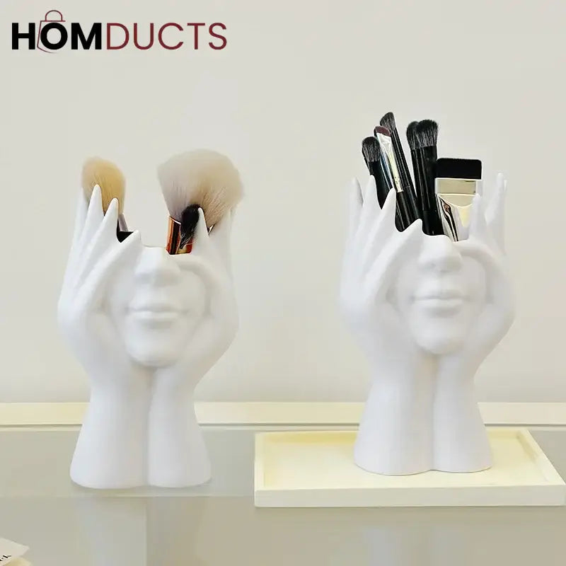 Ceramic Face Planter Vase – Modern Abstract Hand Sculpture Flower Pot for Home & Office Decor
