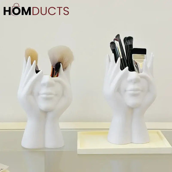 Ceramic Face Planter Vase – Modern Abstract Hand Sculpture Flower Pot for Home & Office Decor