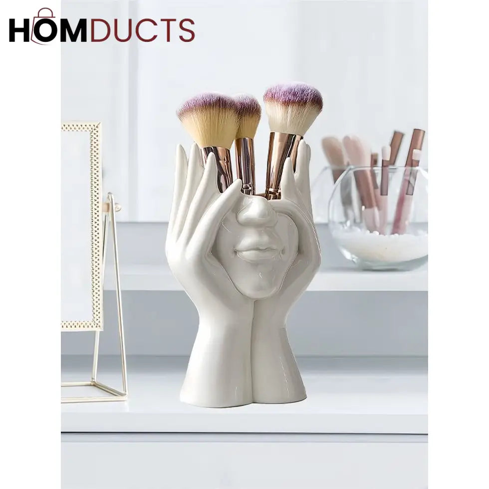 Ceramic Face Planter Vase – Modern Abstract Hand Sculpture Flower Pot for Home & Office Decor