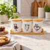 Three-piece chef design ceramic storage jar set