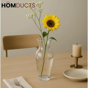 Classic Clear Glass Flower Vase – Elegant Hourglass Design
