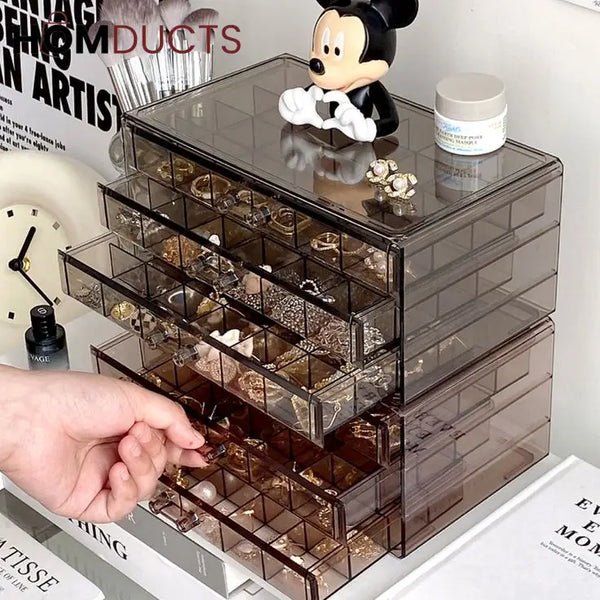 Clear Acrylic 3-Layer Jewelry Organizer Box Drawer Storage Case for Earrings Rings & Accessories