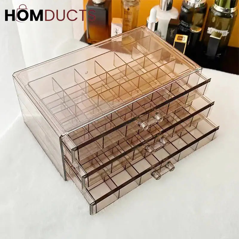 Clear Acrylic 3-Layer Jewelry Organizer Box Drawer Storage Case for Earrings Rings & Accessories