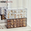 Clear Acrylic 3-Layer Jewelry Organizer Box Drawer Storage Case for Earrings Rings & Accessories