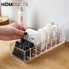 Clear Acrylic Makeup Organizer – 8 Compartment Cosmetic Storage Holder for Compacts Lipsticks & Skincare Bottles