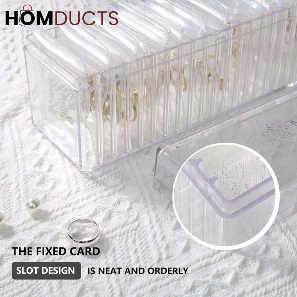 Clear Jewelry Organizer Box with 20 pvc Resealable Zip Bags – Compact Storage Case for Rings Earrings Necklaces & Small