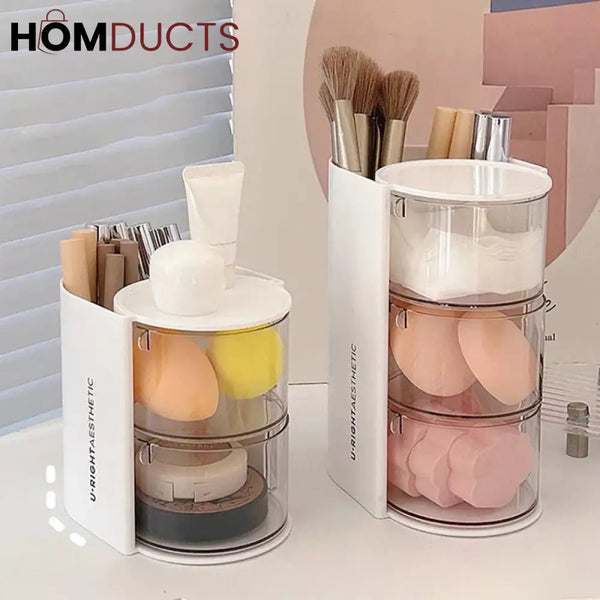 Clear Makeup Brush And Sponge Storage Box