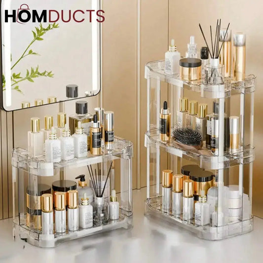 Clear Multi-Layer Cosmetic Organizer: Stylish Storage for Skin Care & Makeup