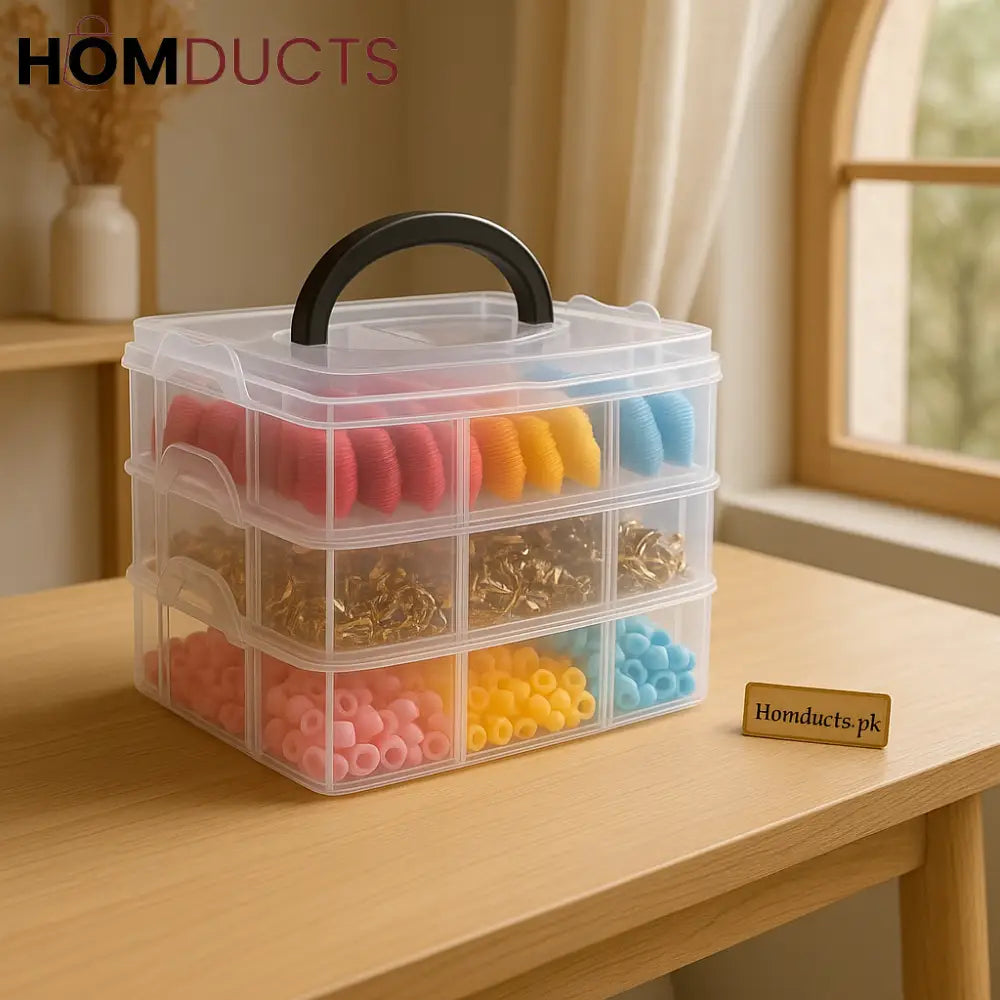 Clear Organizer Box – Portable Storage Case for Threads Beads & DIY Accessories