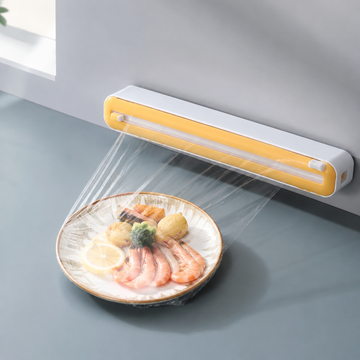 Cling wrap dispenser and cutter organizer
