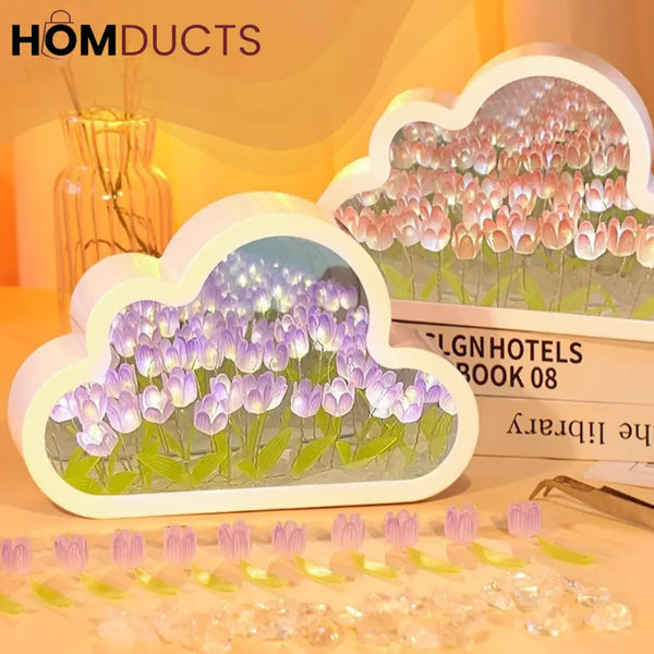 Cloud-Shaped Tulip Night Light – LED Flower Lamp for Bedroom & Home Decor