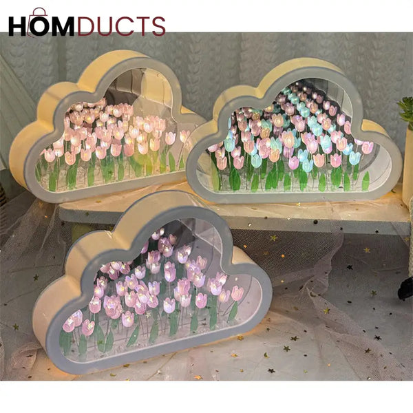 Cloud-Shaped Tulip Night Light – LED Flower Lamp for Bedroom & Home Decor