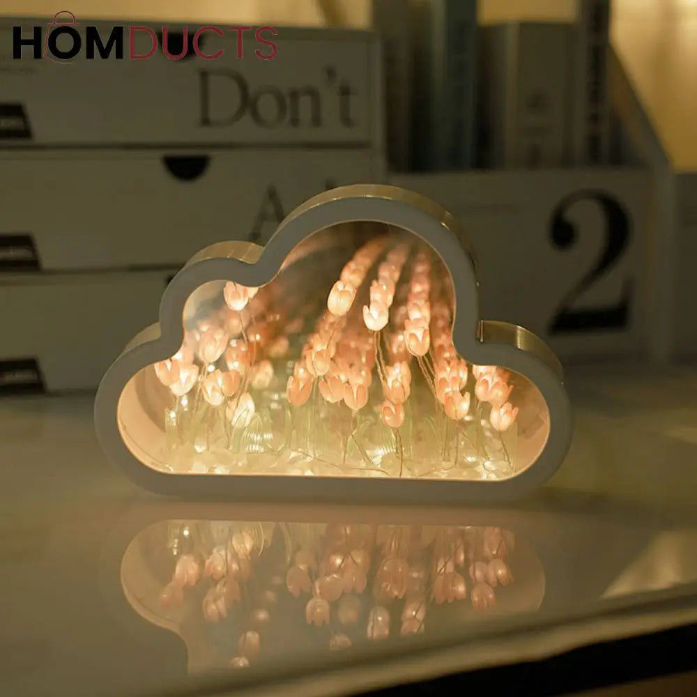 Cloud-Shaped Tulip Night Light – LED Flower Lamp for Bedroom & Home Decor