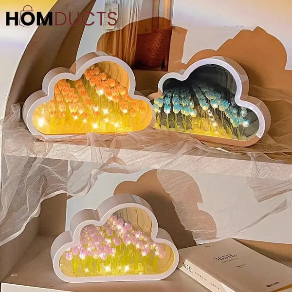 Cloud-Shaped Tulip Night Light – LED Flower Lamp for Bedroom & Home Decor
