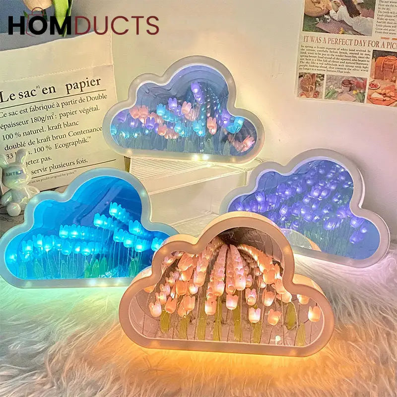 Cloud-Shaped Tulip Night Light – LED Flower Lamp for Bedroom & Home Decor