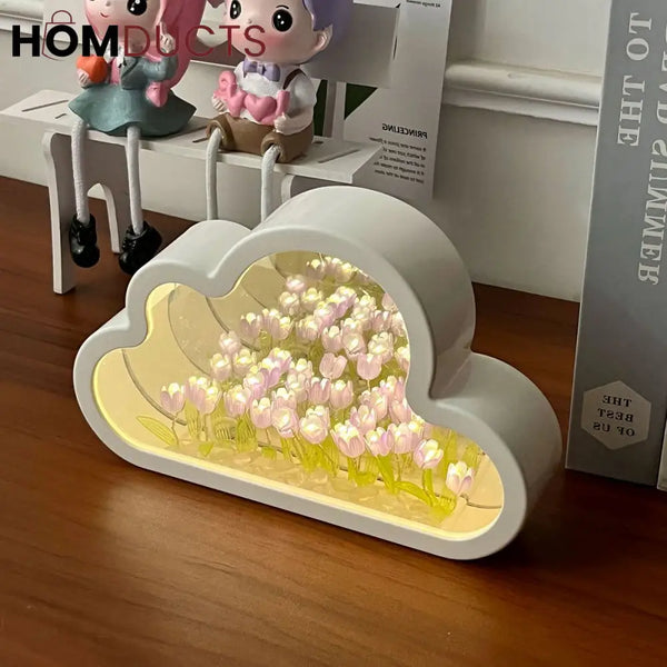 Cloud-Shaped Tulip Night Light – LED Flower Lamp for Bedroom & Home Decor
