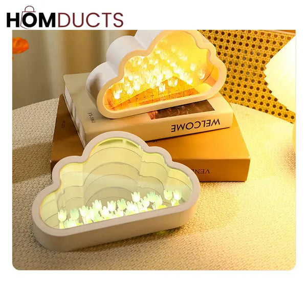 Cloud-Shaped Tulip Night Light – LED Flower Lamp for Bedroom & Home Decor