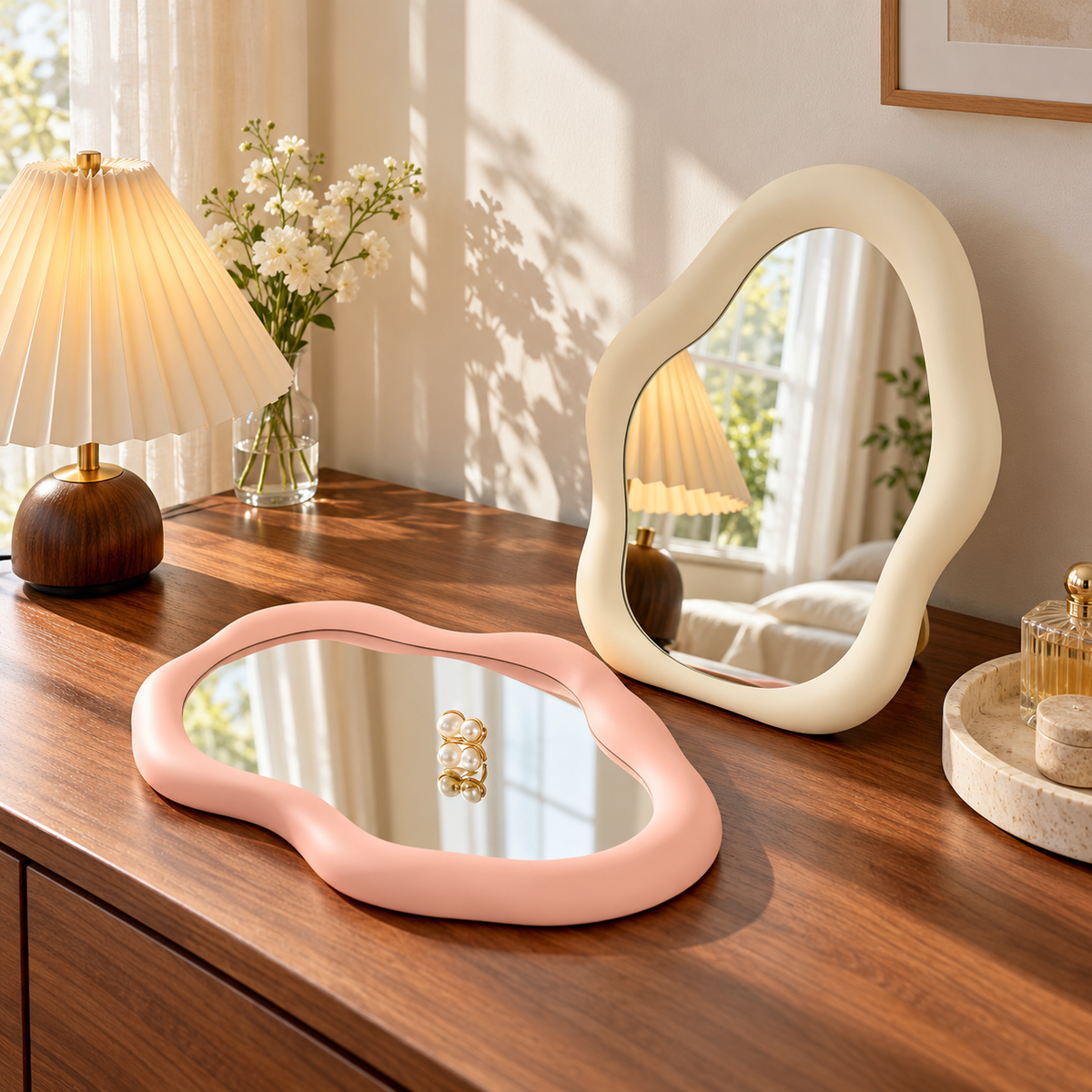 Cloud Shape Aesthetic Tabletop Makeup Mirror – lifestyle view 5