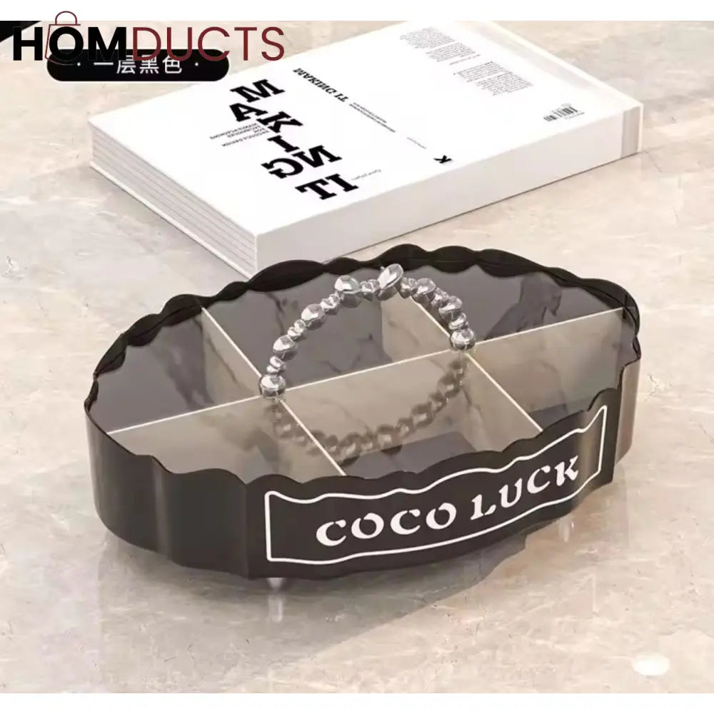 Coco Luck Premium Multi Section Snack Tray – Elegant Rotating Dry Fruit & Candy Organizer