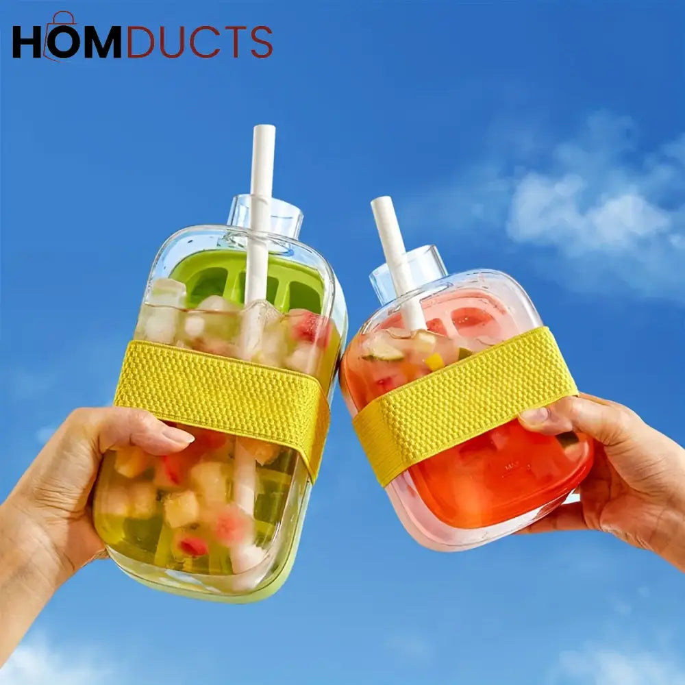 Colorful Fruit Infuser Water Bottles with Reusable Straws – Leakproof & Portable Hydration for Summer Refreshment