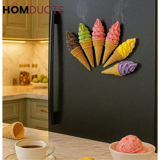 Colorful Ice Cream Cone Fridge Magnet – 1pc Decorative Kitchen Accessory