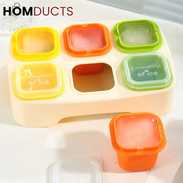 Colorful Ice Cube Tray Set with Lids – Fruit Infusion Freezer Molds for Drinks & Smoothies