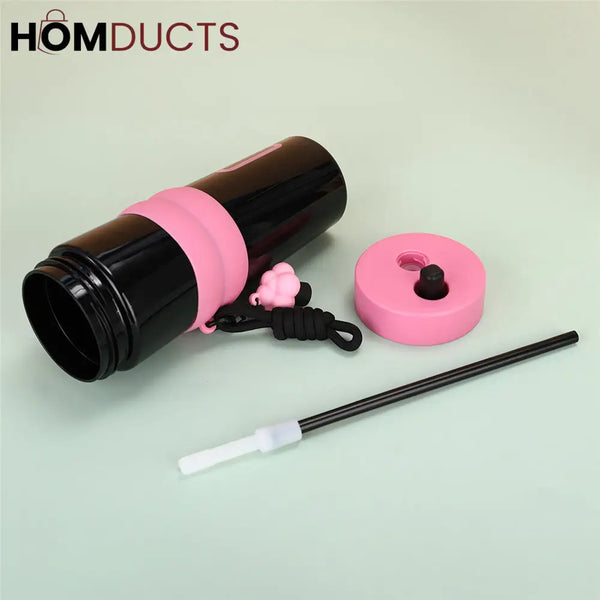 Colorful Leak-Proof Sports Water Bottle with Straw and Handle –Travel Tumbler for Gym School and Outdoor Use