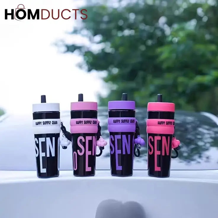 Colorful Leak-Proof Sports Water Bottle with Straw and Handle –Travel Tumbler for Gym School and Outdoor Use