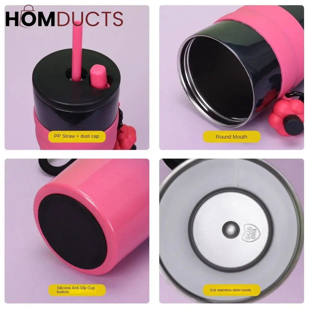 Colorful Leak-Proof Sports Water Bottle with Straw and Handle –Travel Tumbler for Gym School and Outdoor Use